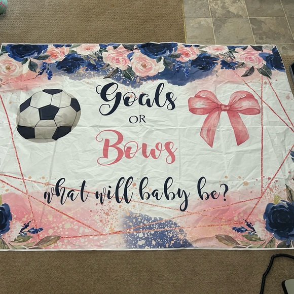 Lofaris Soccer Gender Reveal Goals or Bows Baby Shower Backdrop 7x5ft - Picture 1 of 1